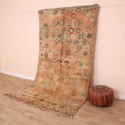 Peach Vintage Moroccan Rug 158 x 287 cm, Berber Wool Rug, Handmade Boho Rug