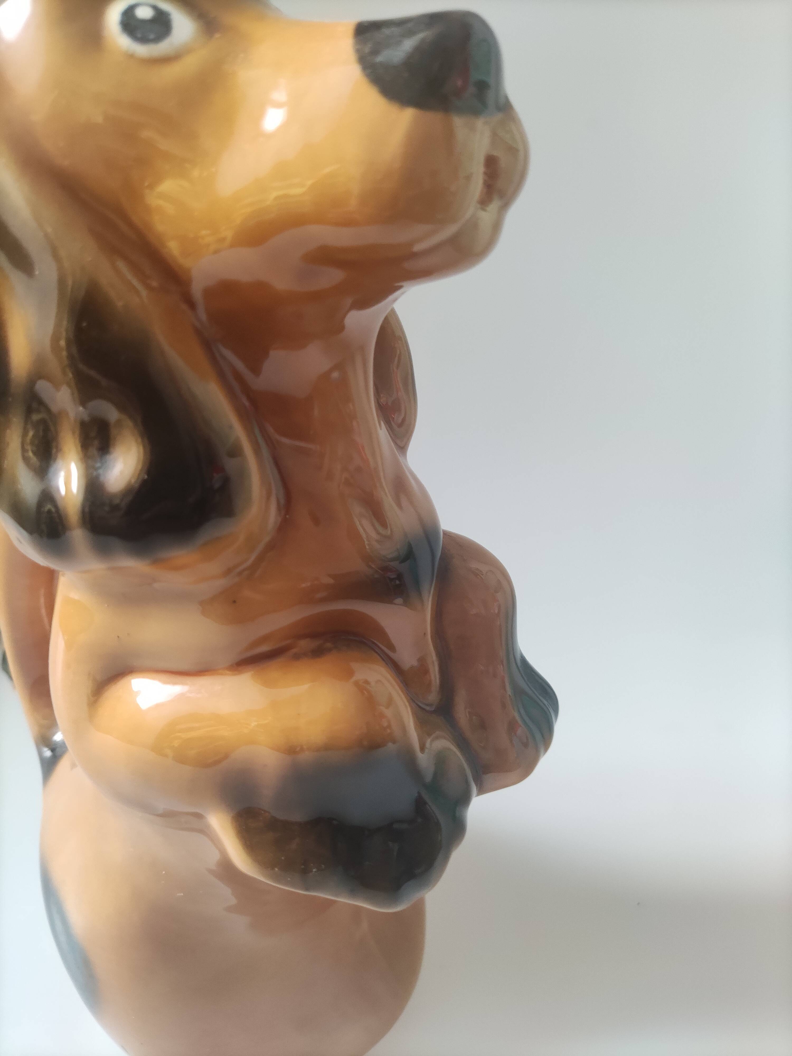Pitcher ceramic carafe vintage dog