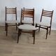 4 chaises teck tissus moiré gris blanc Scandinaves 1960 Danematk