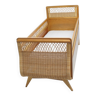 1960s oak and wicker baby bed