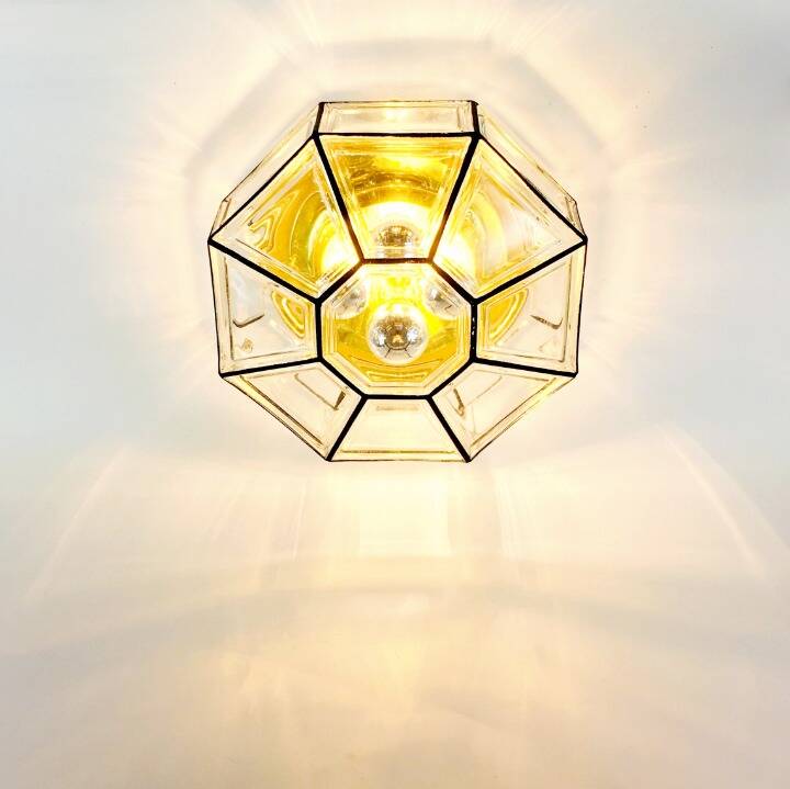 Large Mid-Century Glass Ceiling Light/Flush Mount from Limburg, Germany, 1960s