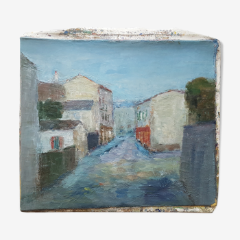 Peinture de Nagao Usui  "rue de village"