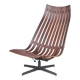 Lounge chair Rosewood with black metal cross base Hans Brattrud 1960s