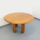 Table à manger ronde vintage Seltz des années 70 80 en orme blond massif