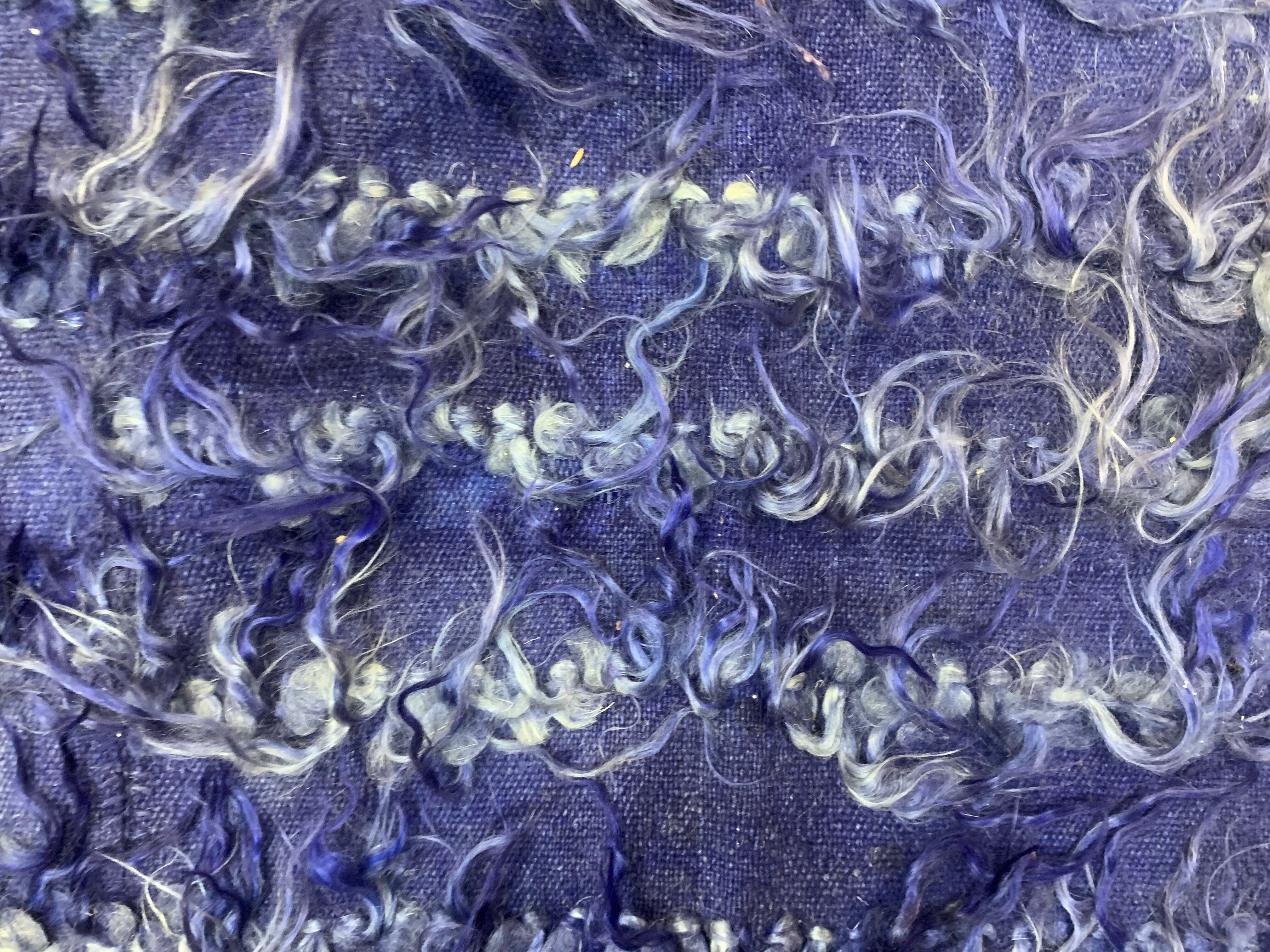 Antique Turkish Shabby Wool Rug 200x125 cm Blue, shabby chic, shaggy, shag pile