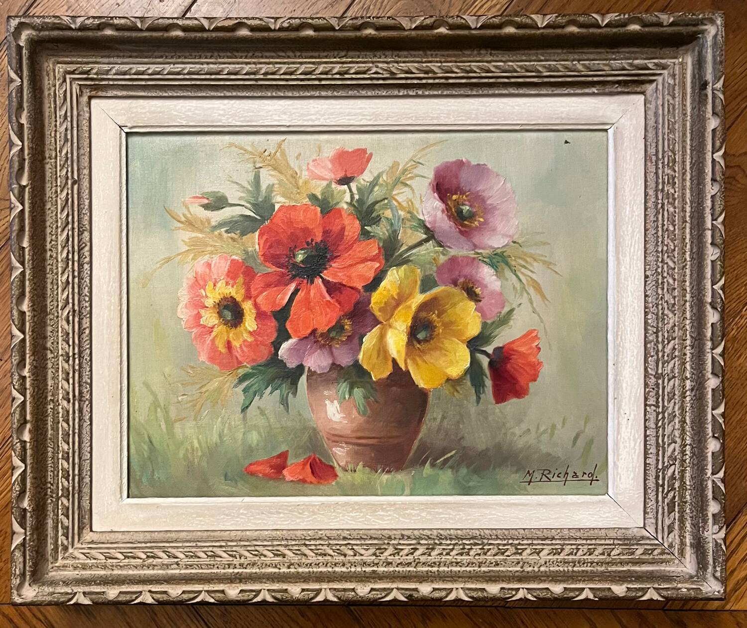 Painting: oil on canvas - still life with anemones