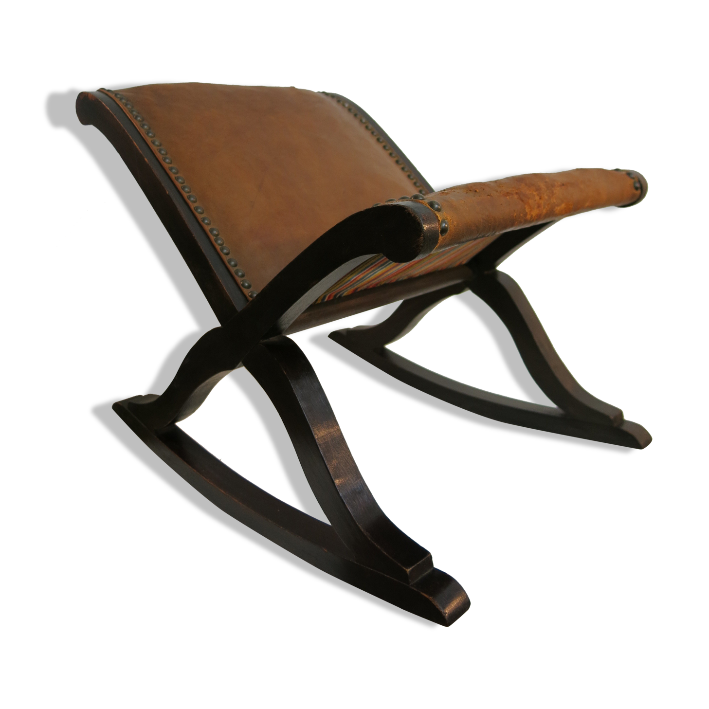 Studded leather rocking footrest