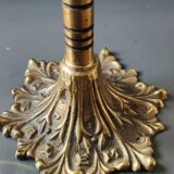 Jerusalem Menorah. Modernist style. In antique gold patinated brass. Dimensions: 15 x 20