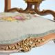 Stool / small bench in canvas, canework and wood late 19th century