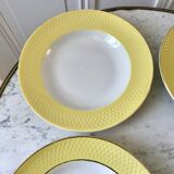 lot of 4 hollow plates Moulin des Loups jaunes textured years 50-60