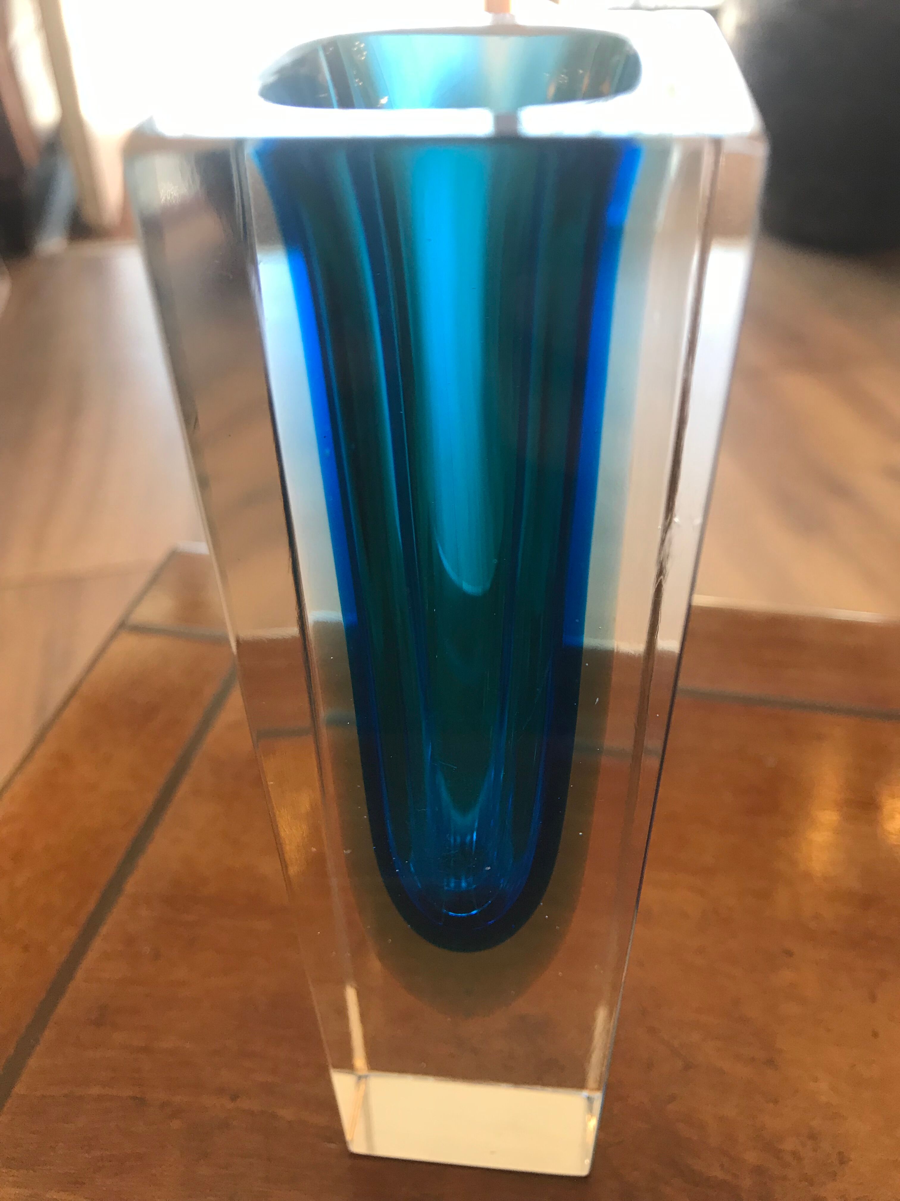 Blue Sommerso Murano vase