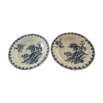 2 assiettes faïence Gien modèle chardon