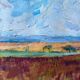 HST painting "Countryside landscape" Fields and valley in summer