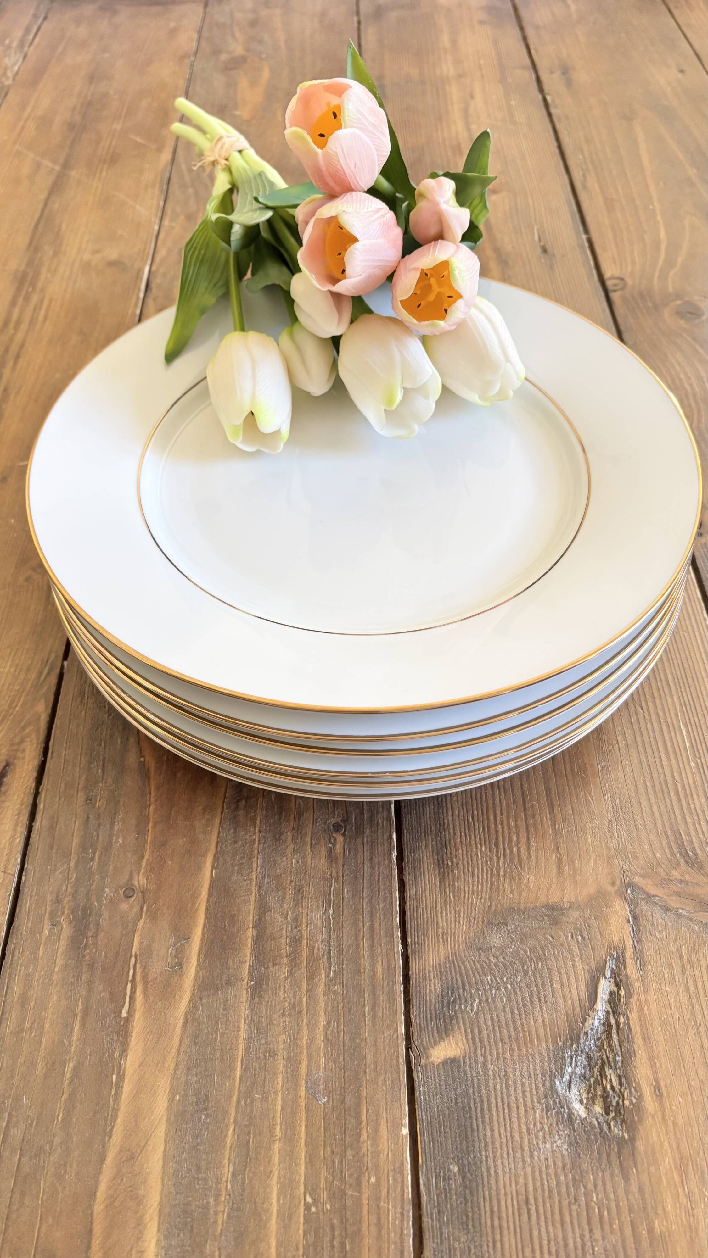 6 flat plates in cottage porcelain