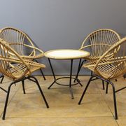 Living room in rattan and black lacquered iron by Rohe Noordwole circa 1950