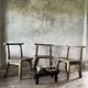 Small old Asian wooden coffee table in Japanese style, kidney-shaped top