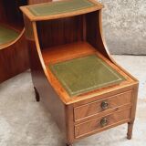Set of mid century bedside tables with inlaid leather