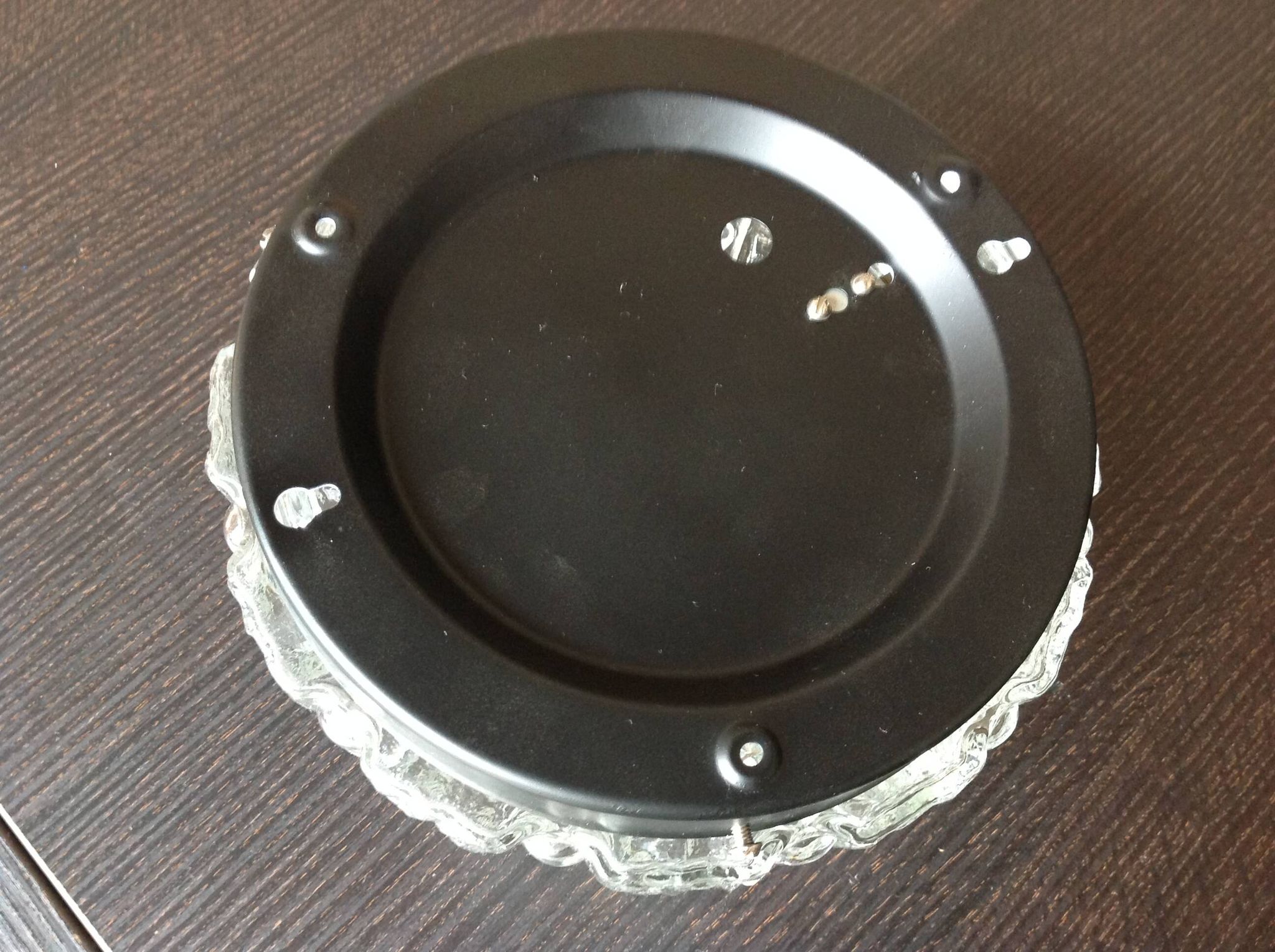 Plafonnier rond en verre bullé  / vintage années 60-70
