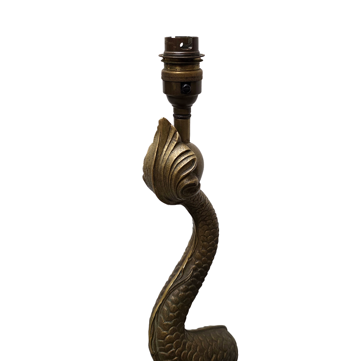 Lampe de table en bronze avec dauphin, style milieu du siècle, années 1950.