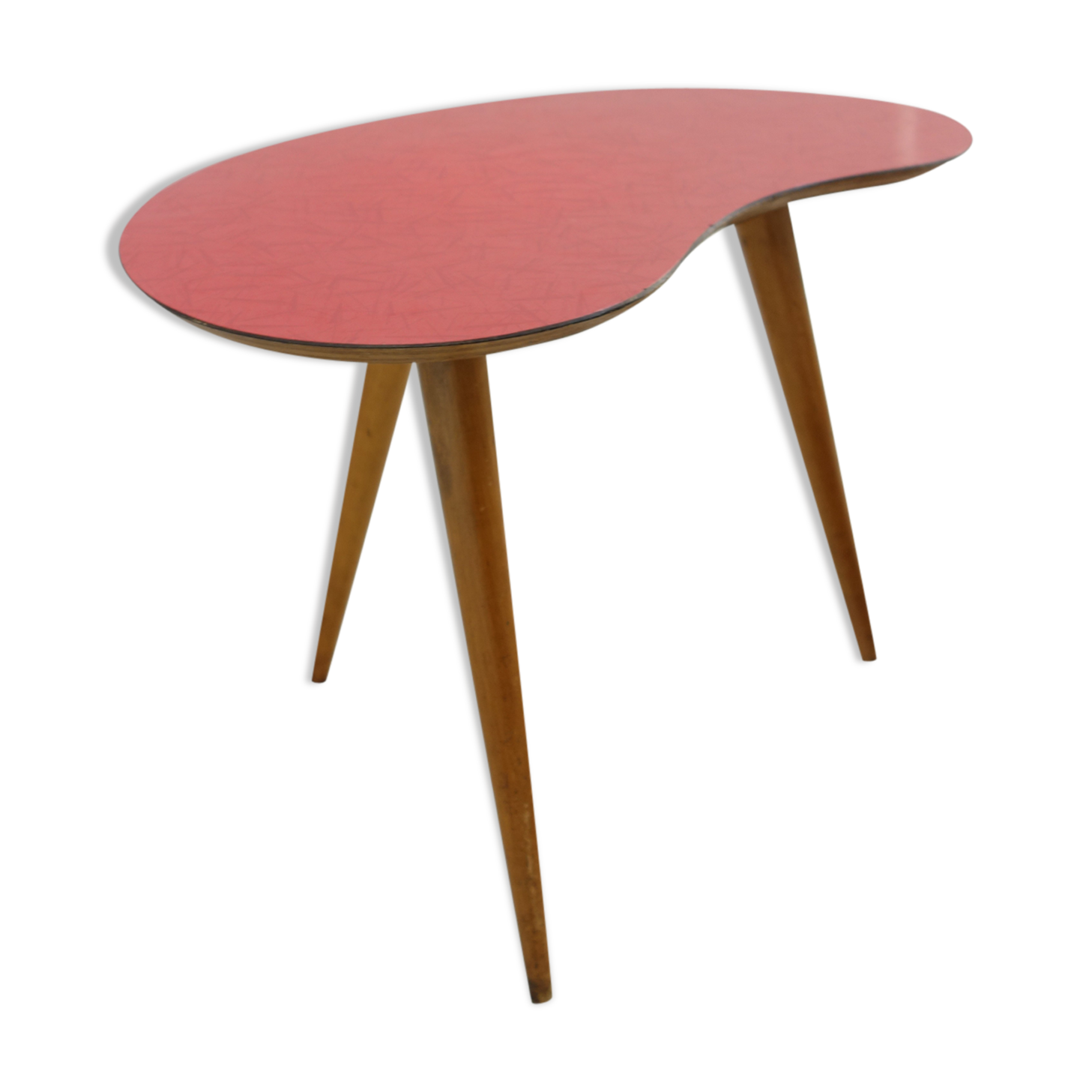 Table d'appoint des années 50 tripode en formica forme haricot