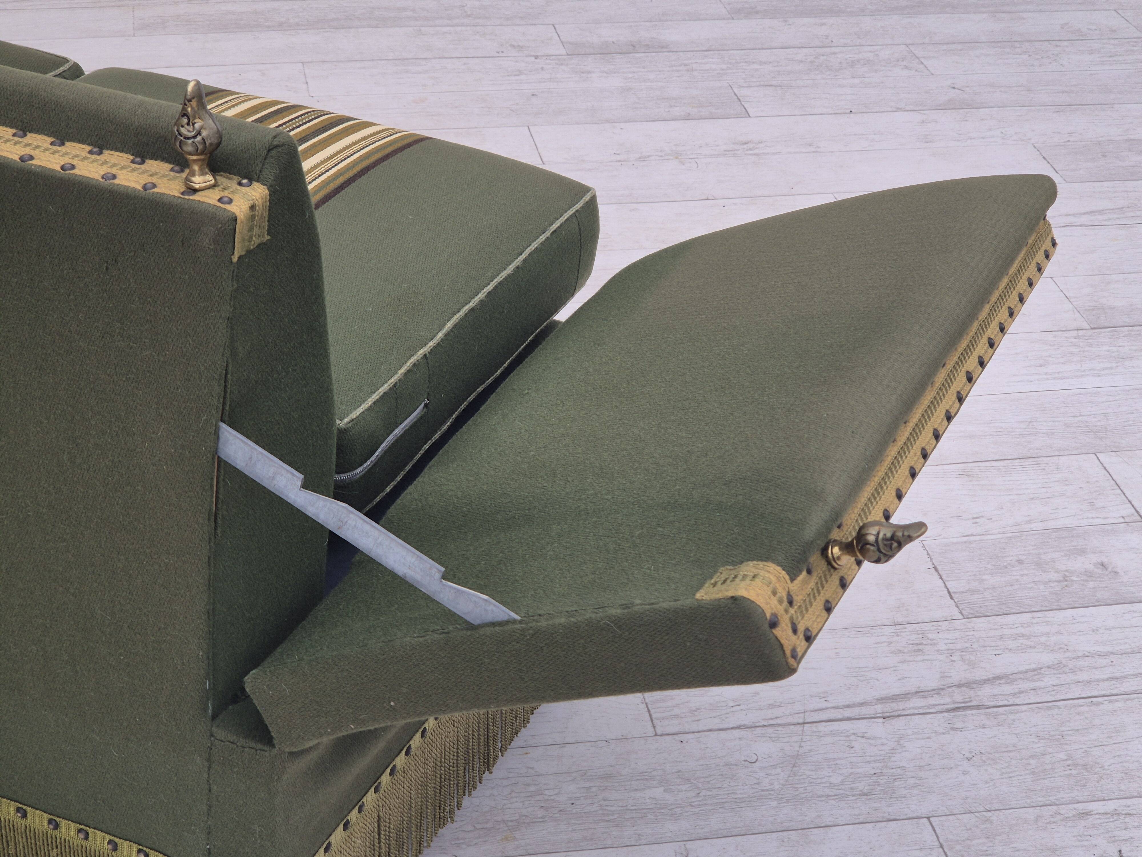 Canapé danois 2 places en velours et laine, années 1970