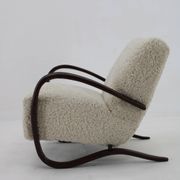 1930s Jindrich Halabala Thonet H-269 Armchair in Sheepskin, Restored