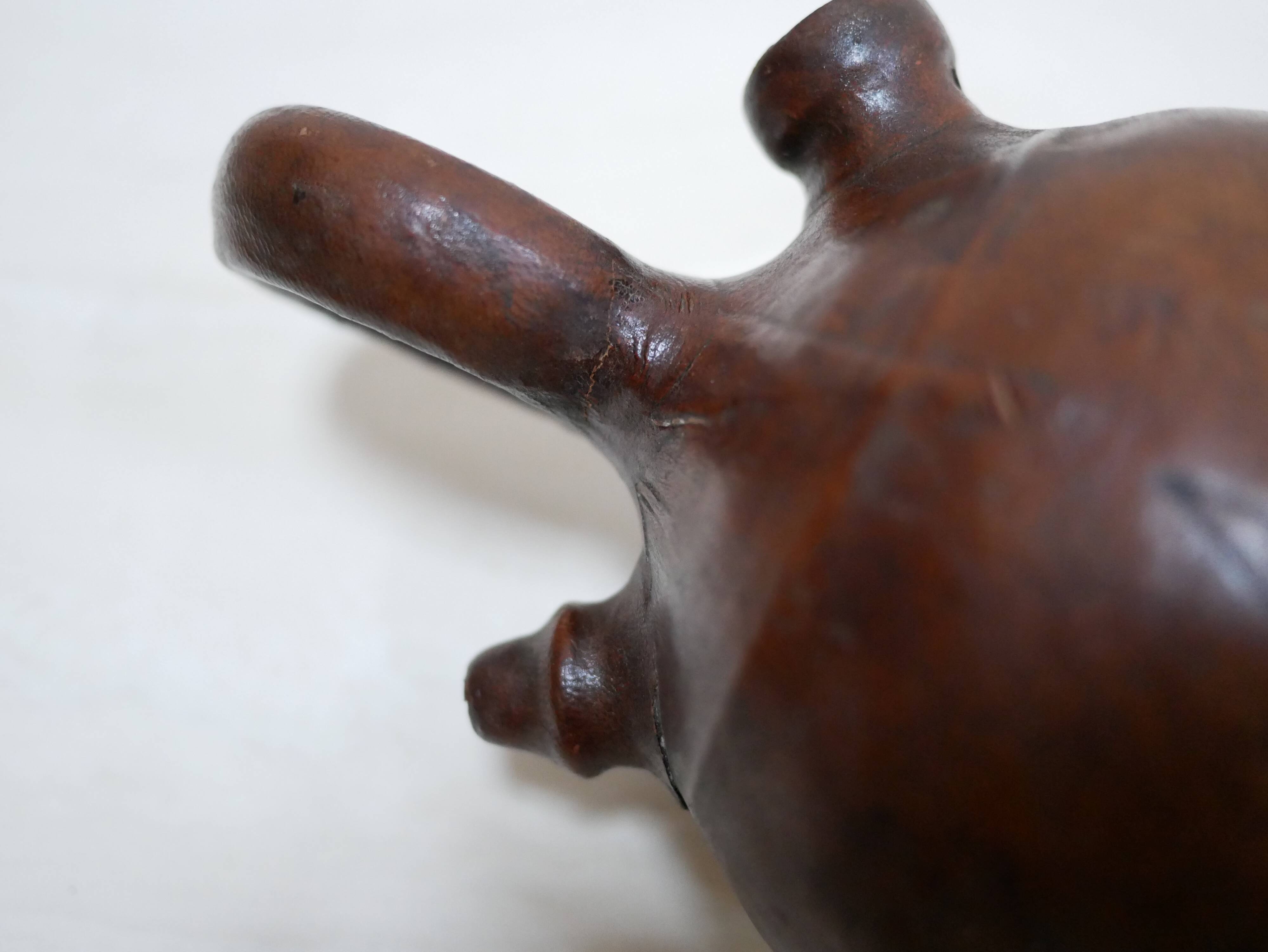 Vintage leather gargoulette pot