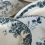 9 mismatched blue ironstone plates
