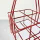 Metal bottle holder basket covered in bright red - caddy for 4 bottles