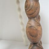 Two vintage tripod solid wood stools