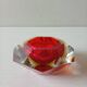 Murano ashtray Sommerso faceted glass red yellow vintage 60s-70s