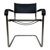 Set of 4 bauhaus cantilever chairs black leather and chrome design