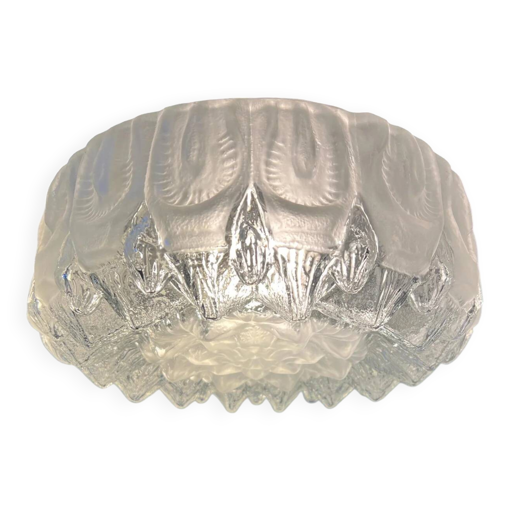 Vintage mid-century decorative thick glass ceiling lamp