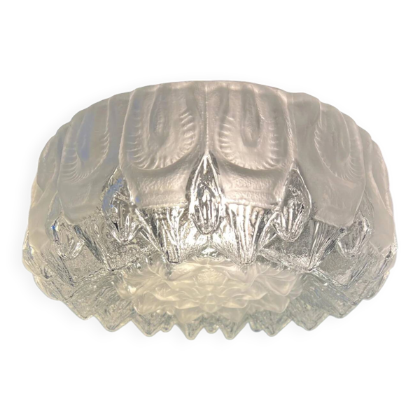 Plafonnier décoratif vintage en verre épais du milieu du siècle
