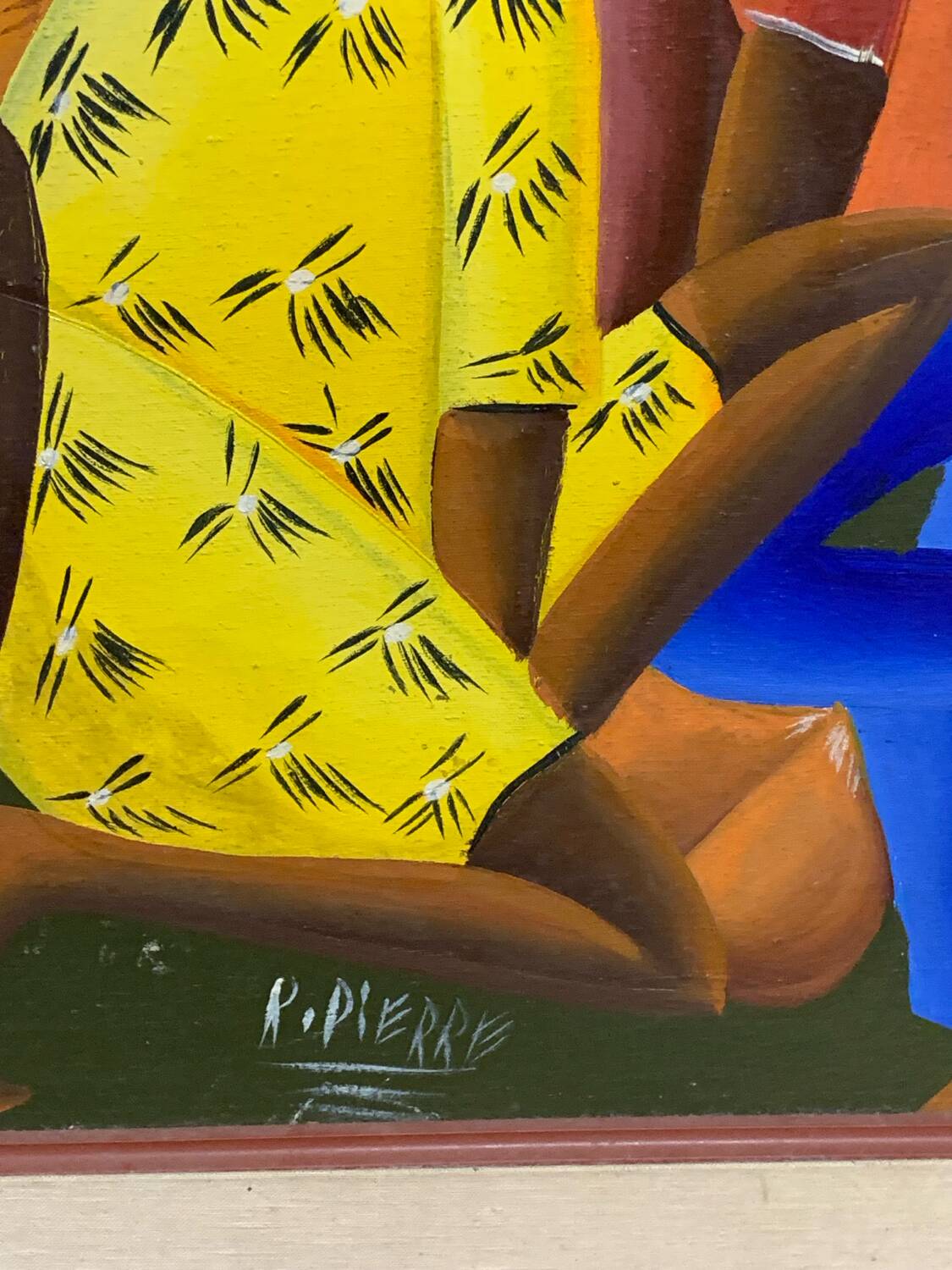 Oil on canvas - Haiti - market scene - signed