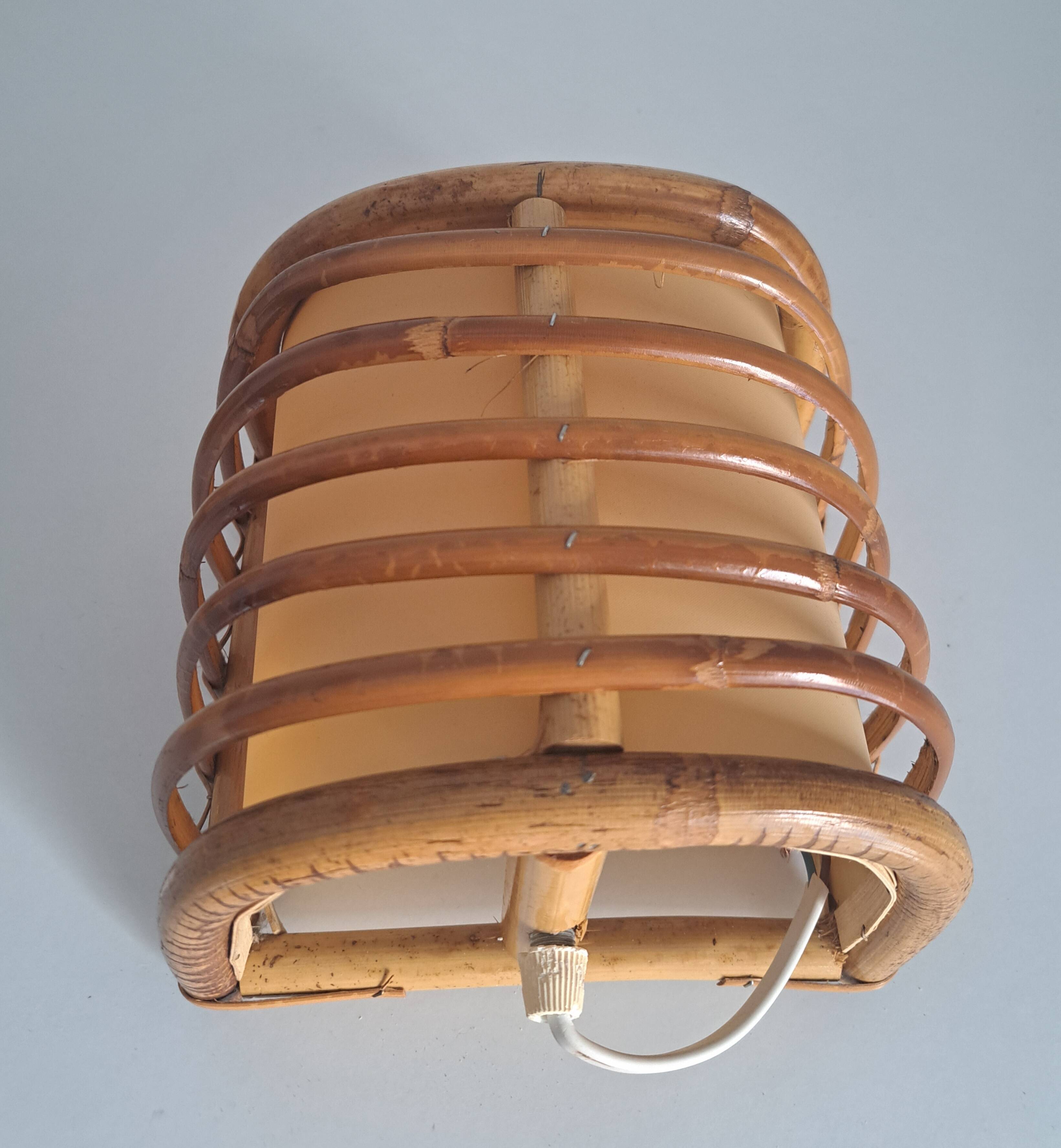 Pair of vintage bamboo sconces