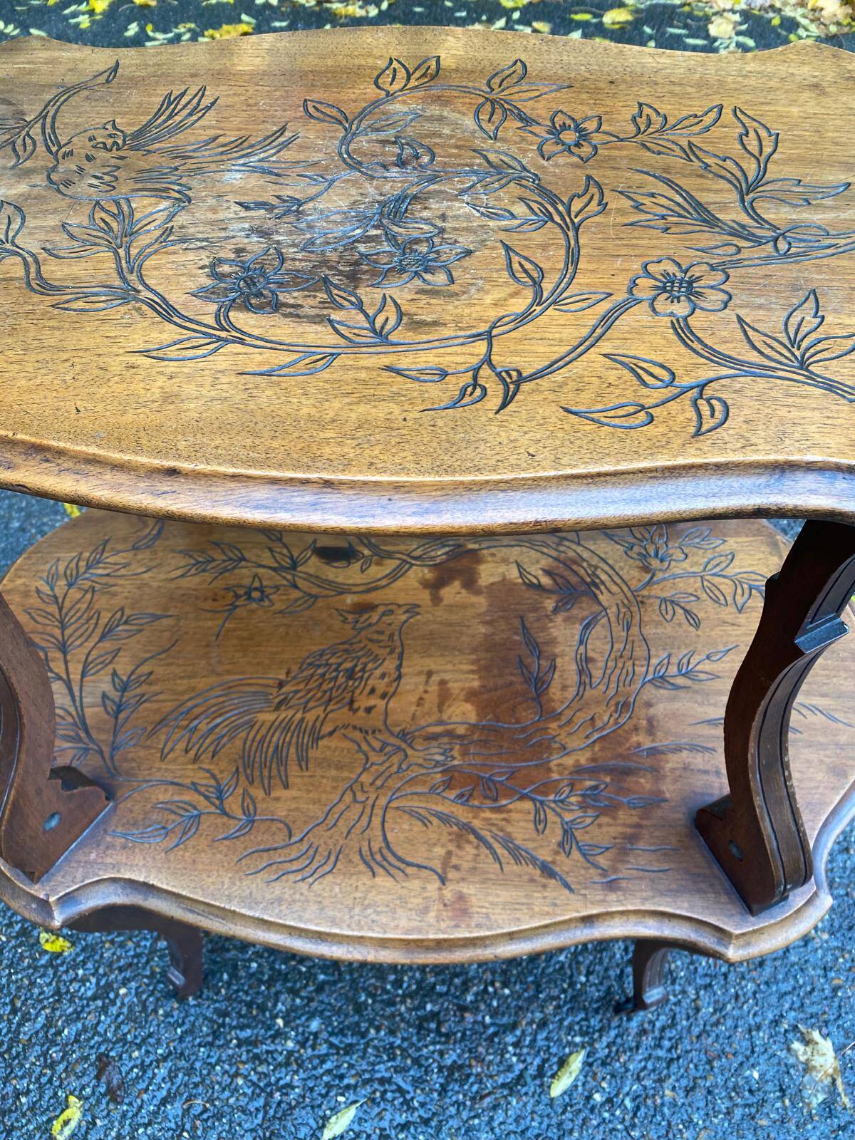 19th century solid wood serving cart