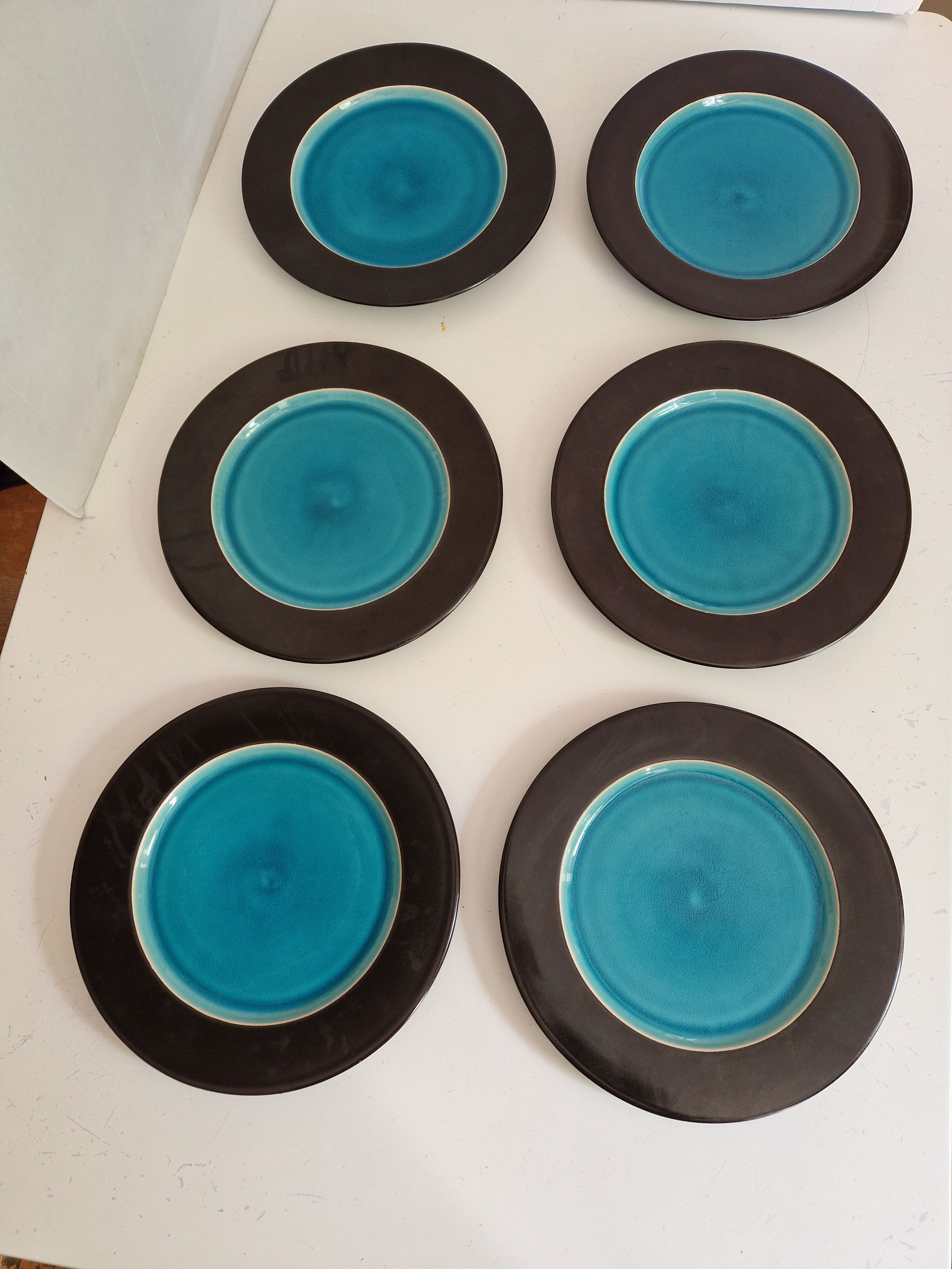 Set of 6 Flat Plates Geneviève Lethu Model Salomé