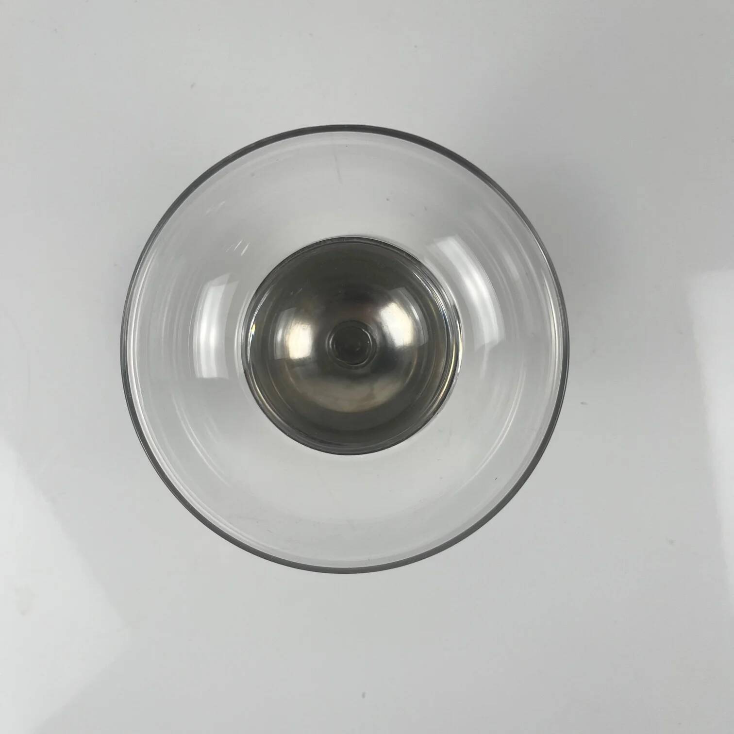 Set of 10 dessert / ice cream bowls, in glass and metal (silver?), 1970.
