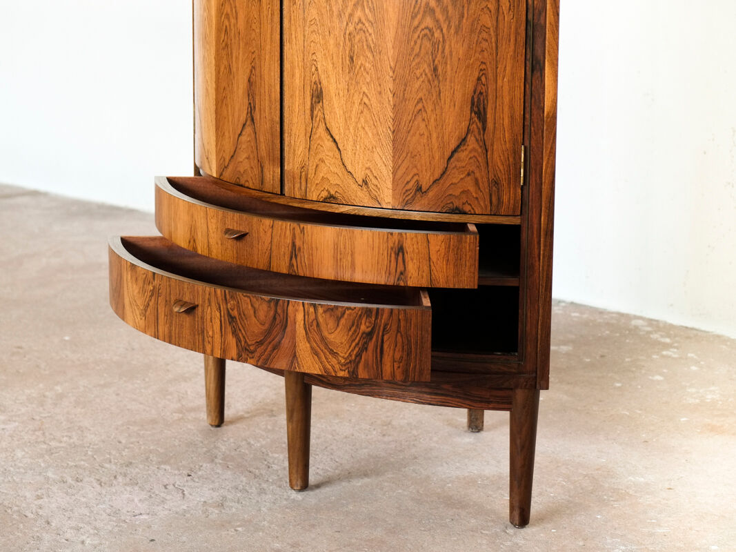 Compact danish corner cabinet in rosewood