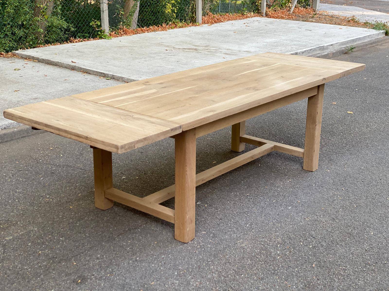 Farmhouse dining table extendable stripped in raw solid oak 180-270cm 1