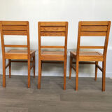 Set of 3 oak chairs from the 50s reconstruction period