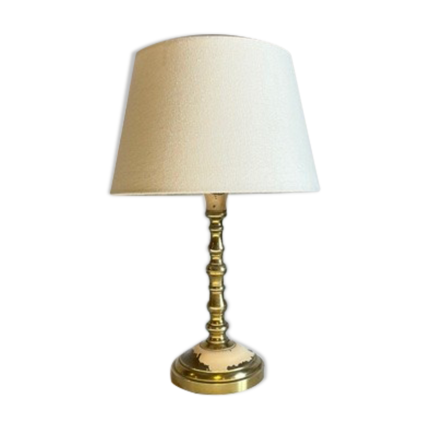 Solid brass lamp and fabric, 60s