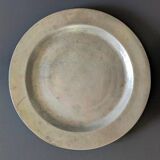 Plateau rond vintage étain brossé D37cm