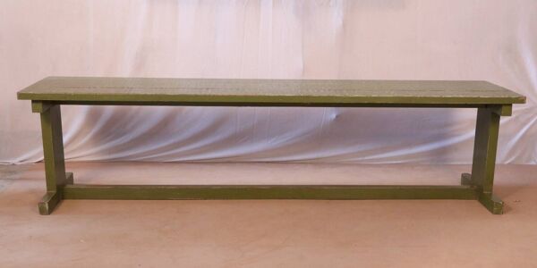Ancien banc en teck birman patine verte d’origine
