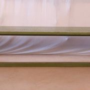 Old teak bench with original green patina.