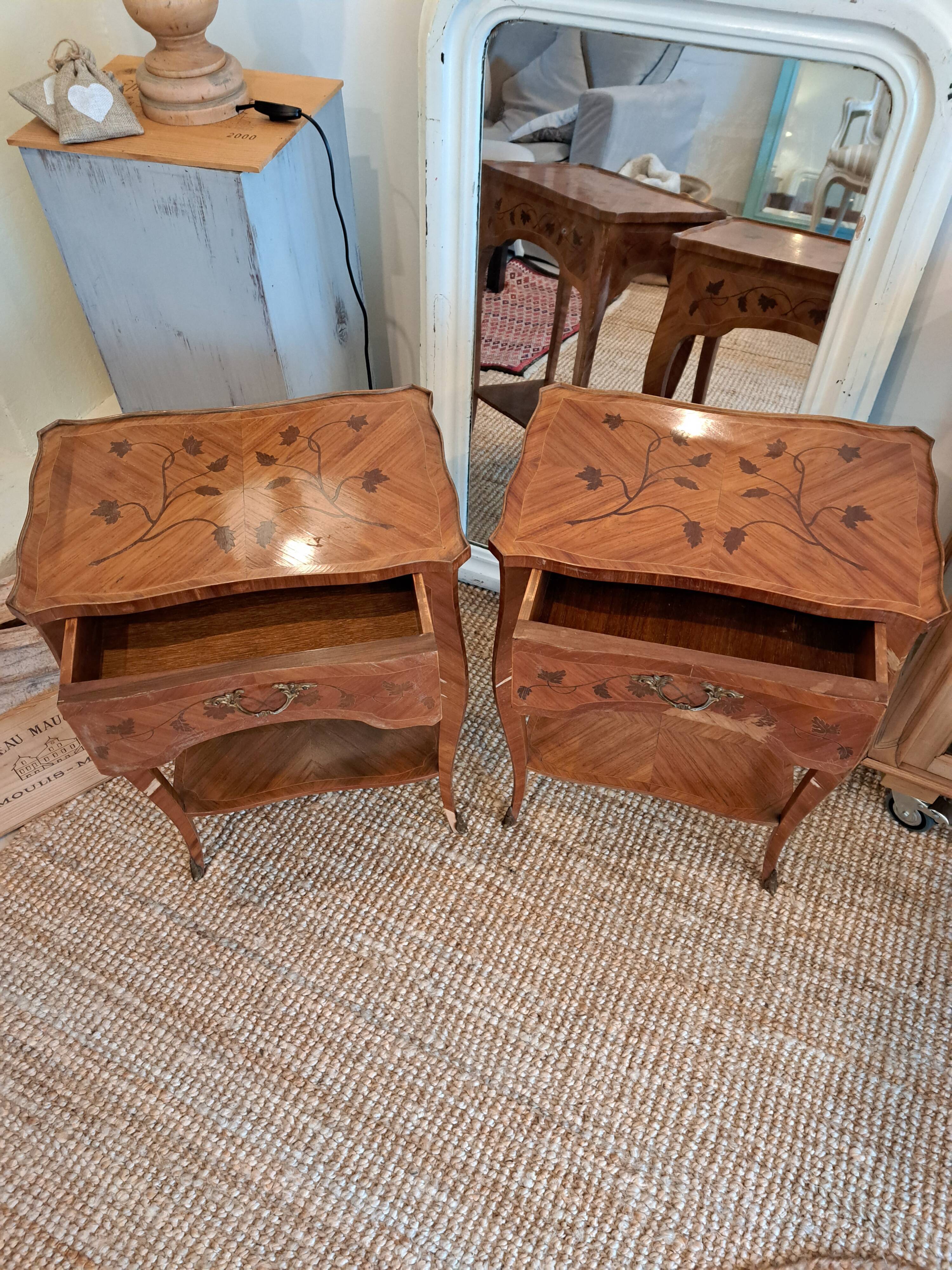 Pair of marquetry tables