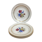 Set de 4 assiettes plates vintage en porcelaine signées sarreguemines