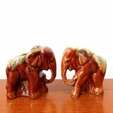 Pair of vintage ceramic elephant vases