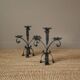 Pair of candelabra candlesticks wrought iron candlesticks handcrafted brutalist decoration